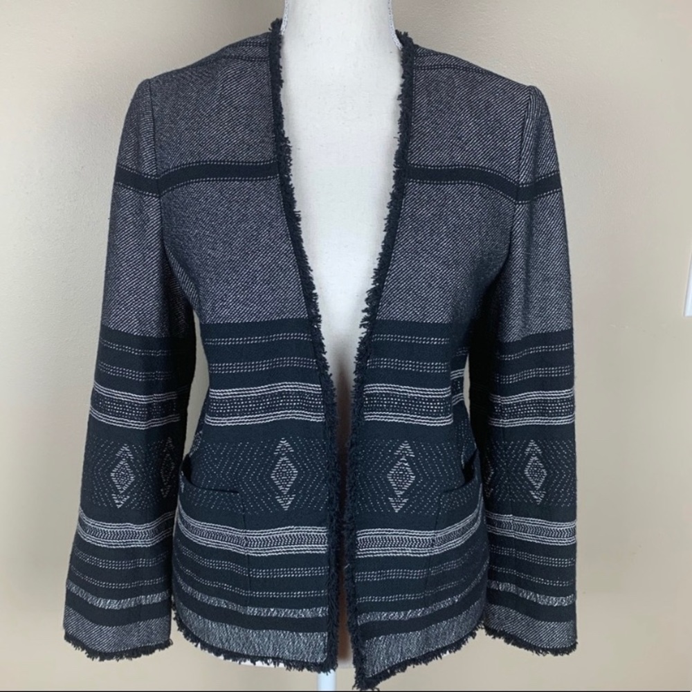 LOFT Striped Navy Blazer